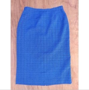 Vintage blue black polyester pencil skirt 6P